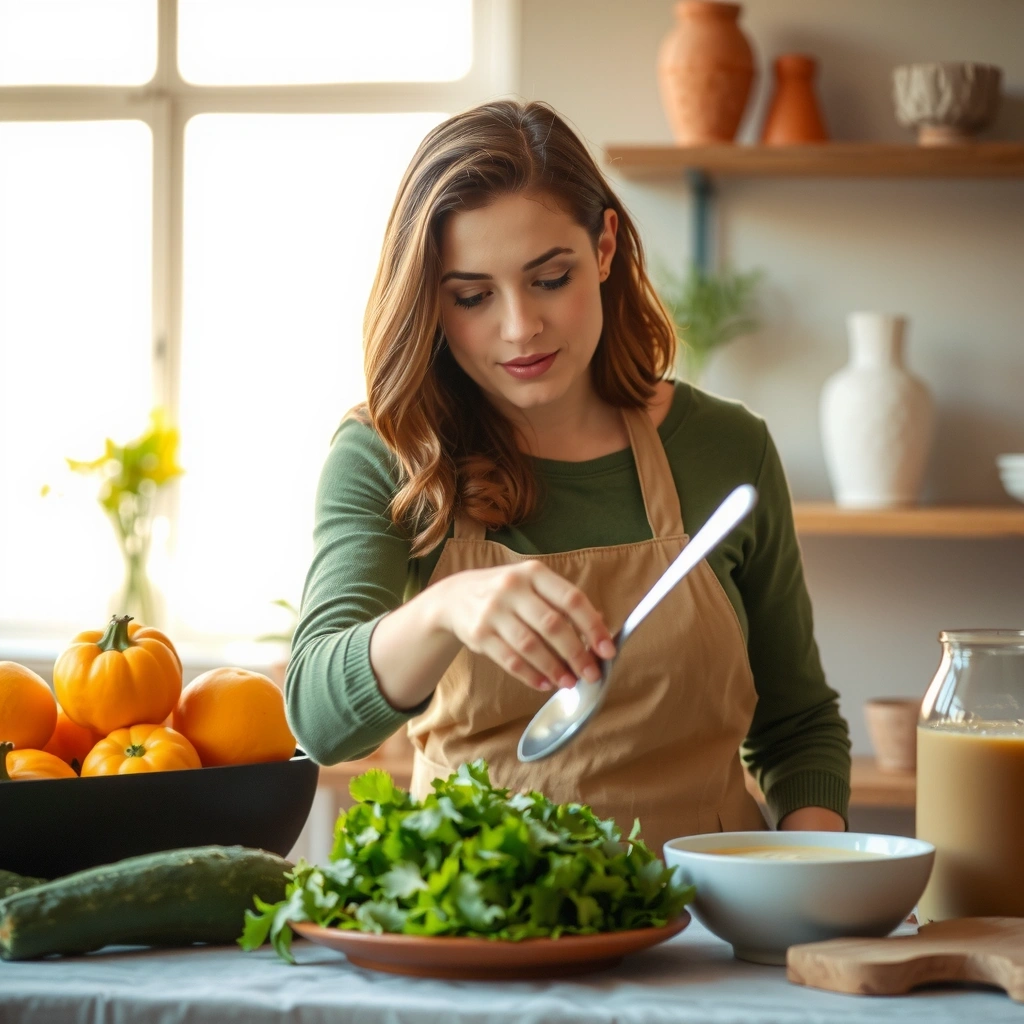 Ernährungsberaterin Maria Müller bei der Zubereitung eines gesunden Mahls